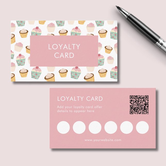Cartão de Fidelidade de Negócios de Padaria de Cup (Cupcake themed loyalty card.  Perfect for cafes, coffee shops and bakeries.)
