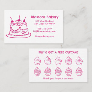 Cartão de Fidelidade de Padaria Bolo Cupcake Sobre