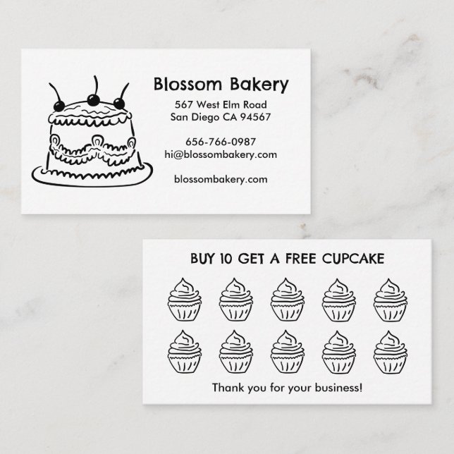 Cartão de Fidelidade de Padaria de Bolo Cupcake So (Frente/Verso)