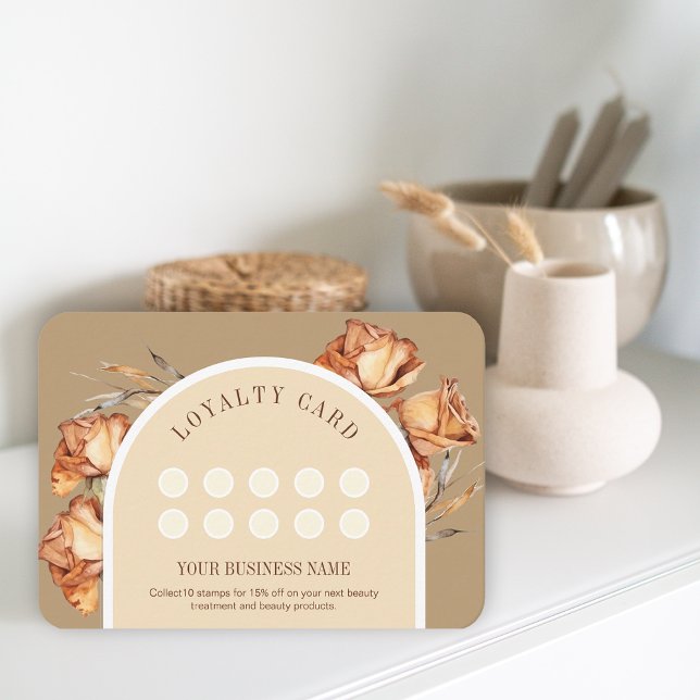 Cartão de fidelidade de Rosa de desconto de de int (Custom Logo Retro Arch Rose Discount Loyalty Card)