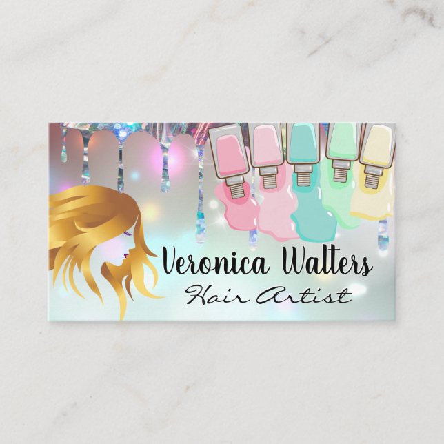 Cartão De Fidelidade Derramares Poloneses para unhas | Bokeh Glamor (Frente)