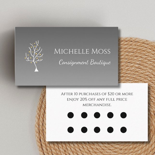 Cartão De Fidelidade Desconto de Cinzas Elegantes da Árvore Whimsical (Criador carregado)