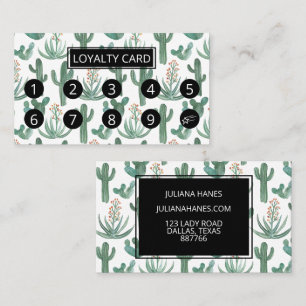 Cartão De Fidelidade Desert Cactus and Succulents Watercolor Pattern 10