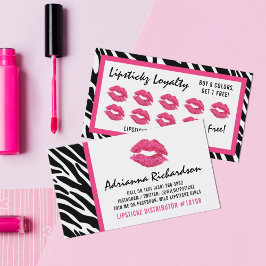 Cartão De Fidelidade Distribuidor de Lipstick Zebra Kiss Lábios Lealdad