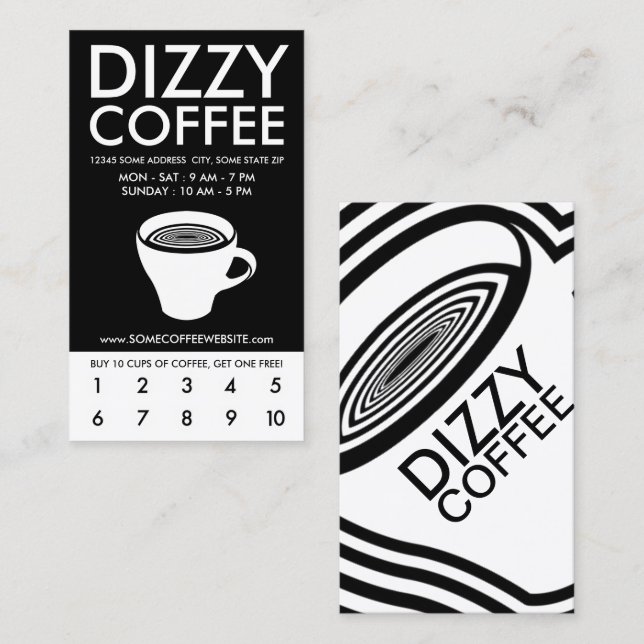 Cartão De Fidelidade dizzy coffee loyalty program (Frente/Verso)