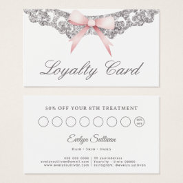 Cartão de fidelidade do arco cor-de-rosa com quadr