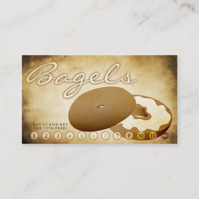 cartão de fidelidade do compro do bagel envelhecid (Frente)