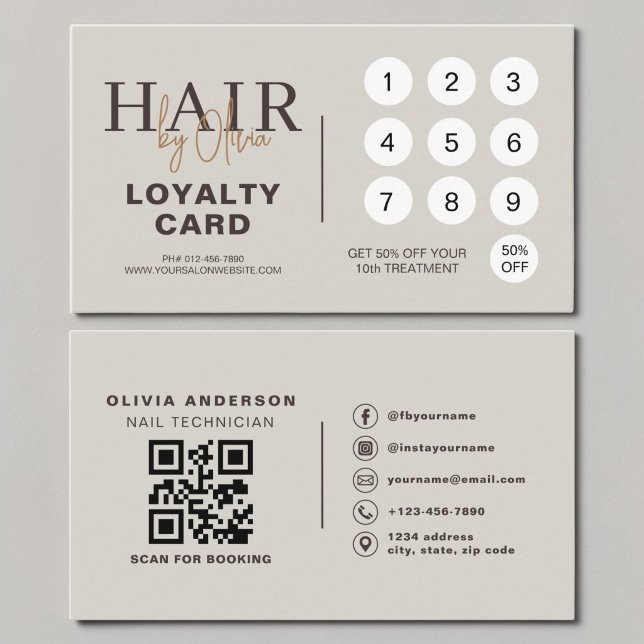 Cartão de Fidelidade do Salão de Cabelo com Código (Criador carregado)