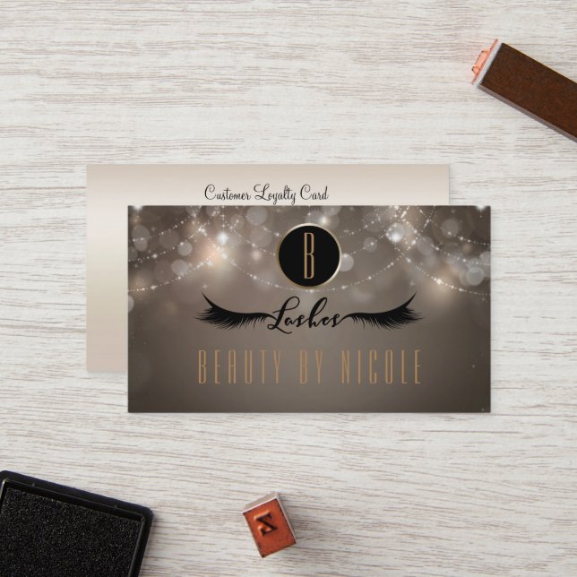 Cartão de Fidelidade do Taupe Sparkle Chic Eyelash (Frente/Verso In Situ)