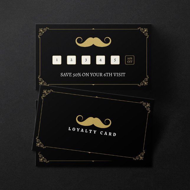 Cartão De Fidelidade Dourada de Barber de Barramento Preto e Comprado S (Criador carregado)