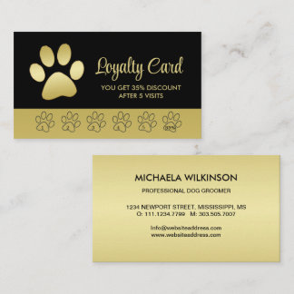 Cartão De Fidelidade Dourada Vara de Cachorro Brilhante no Serviço de A