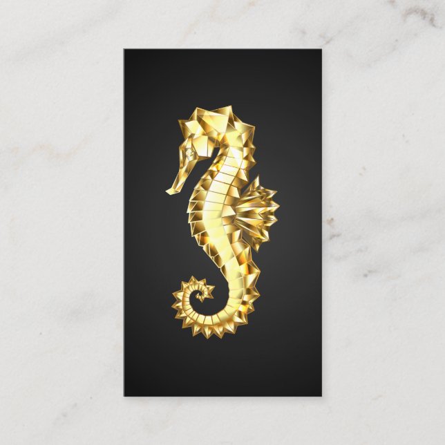 Cartão De Fidelidade Dourado Cavalo de Mar Poligonal (Frente)