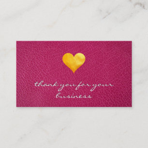 Cartão De Fidelidade Dourado Cutesy Obrigado Couro Rosa