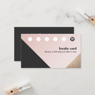 Cartão De Fidelidade Dourado moderno, Preto, Geométrico Rosa 6 Punch Le