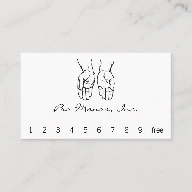 Cartão De Fidelidade Duas mãos abertas (preto e branco) (Frente)