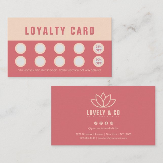 Cartão De Fidelidade Elegant Rose & Ivory Beauty Loyalty & Rewards Card (Frente/Verso)