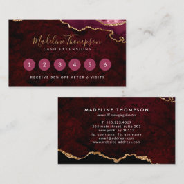 Cartão De Fidelidade Elegante Burgundy Marble Agate Geode