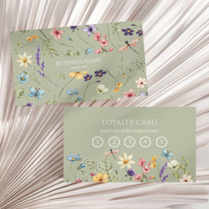 Cartão De Fidelidade Elegante Flor Silvestre Floral Personalizado