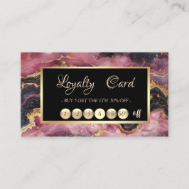 Cartão De Fidelidade Elegante Moldura de Sequins Burgundy Mármore Doura