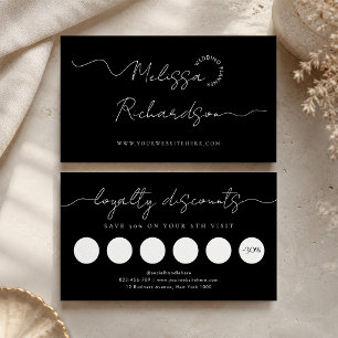 Cartão De Fidelidade Elegante Script de Caligrafia Salão ou Spa Minimal