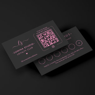 Cartão De Fidelidade Especialista em Beleza Monogram Pink Black Recompe
