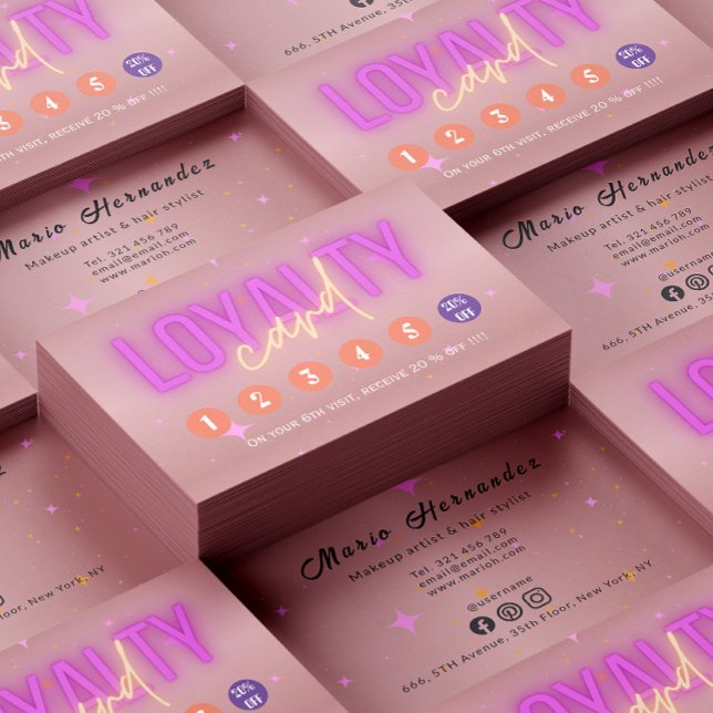 Cartão De Fidelidade Estheticista Rosa Dourado Salão Moderno (Esthetician Rose Gold Modern Salon Loyalty Card)
