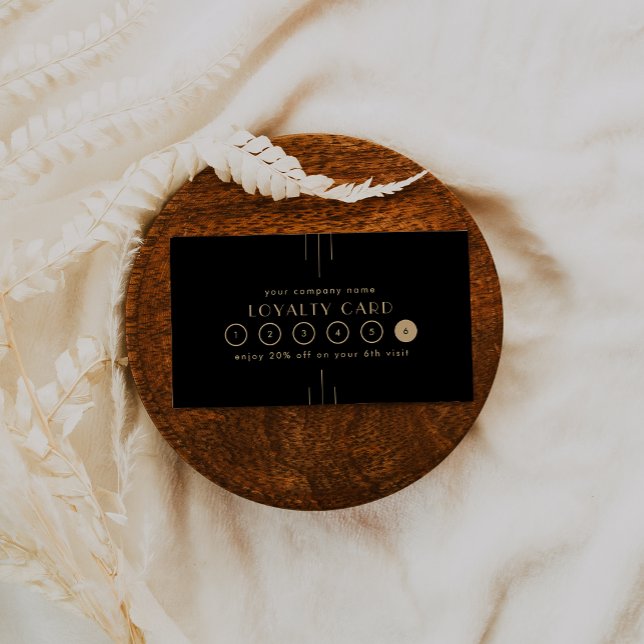 Cartão De Fidelidade EVERLY Art Deco Black Gold Business Reward 6 Punch (EVERLY Art Deco Black Gold Business Reward 6 Punch Loyalty Card)