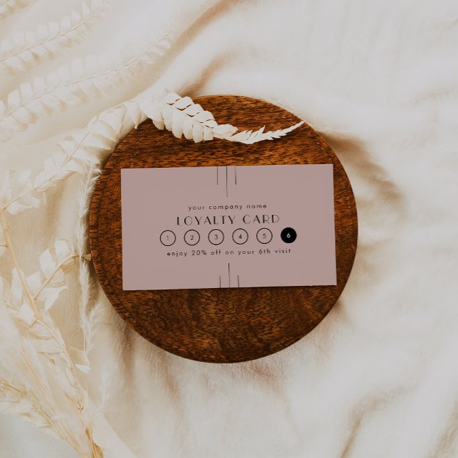 Cartão De Fidelidade EVERLY Art Deco Blush Pink Business Reward 6 Punch (EVERLY Art Deco Blush Pink Business Reward 6 Punch Loyalty Card)