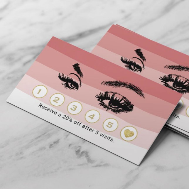 Cartão De Fidelidade Eyelash Makeup Artist Coral Shades Lealdade (Criador carregado)