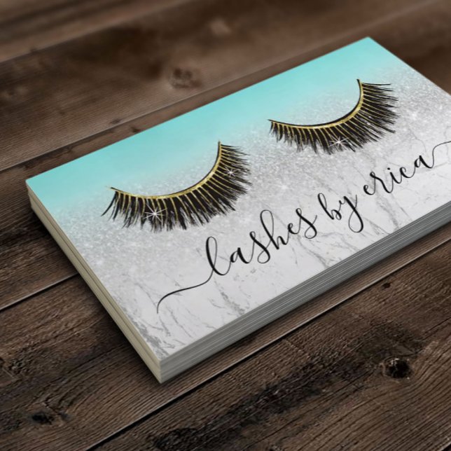 Cartão De Fidelidade Eyelash Technician Turquoise Marble Lash Loyalties (Criador carregado)