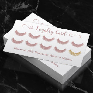 Cartão de fidelidade Eyelashes Dourados Rosa Maq