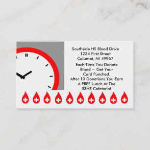 Cartão De Fidelidade Face do relógio retro de movimentação de sangue