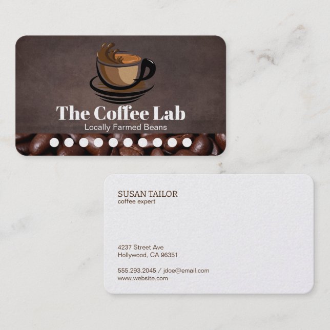 Cartão De Fidelidade Feijões de café | Placa de aperto de 10 Visitas (Frente/Verso)