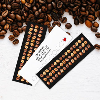 Cartão De Fidelidade Feijões de Café Preto Modernos Minimalistas