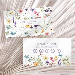 Cartão De Fidelidade Flor Floral Florais Selvagem Personalizado Elegant