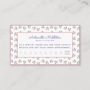 Cartão De Fidelidade Floral de Lavanda Rosa Personalizada do Chic Boho