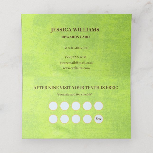 Cartão De Fidelidade Flores Amarelas no Monograma Verde Abstrato (Interior Desdobrado)