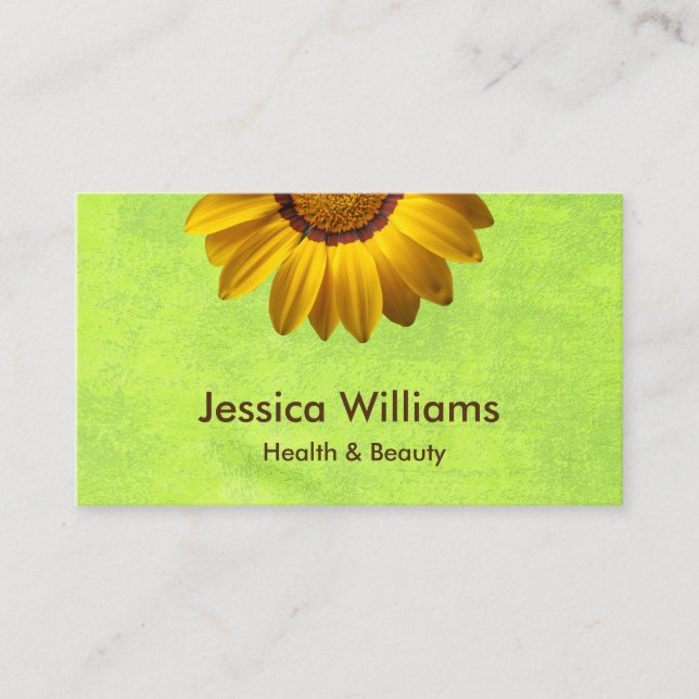 Cartão De Fidelidade Flores Amarelas no Monograma Verde Abstrato (Frente)