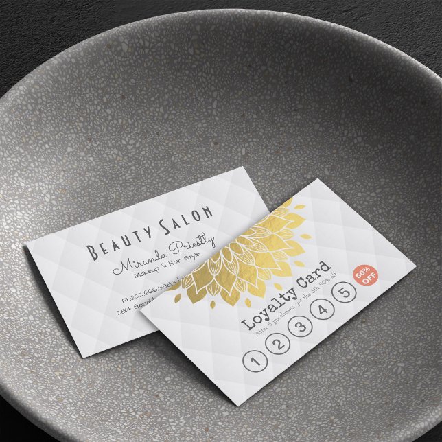 Cartão De Fidelidade Folha de Lealdade Dourada Maqueamento do Cabelo Br (Criador carregado)