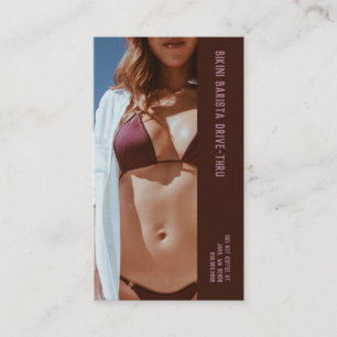 Cartão De Fidelidade Foto Burgundy Bikini Barista Café Duplo