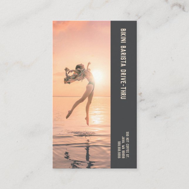 Cartão De Fidelidade Foto Leap Bikini Barista Café Duplo (Frente)