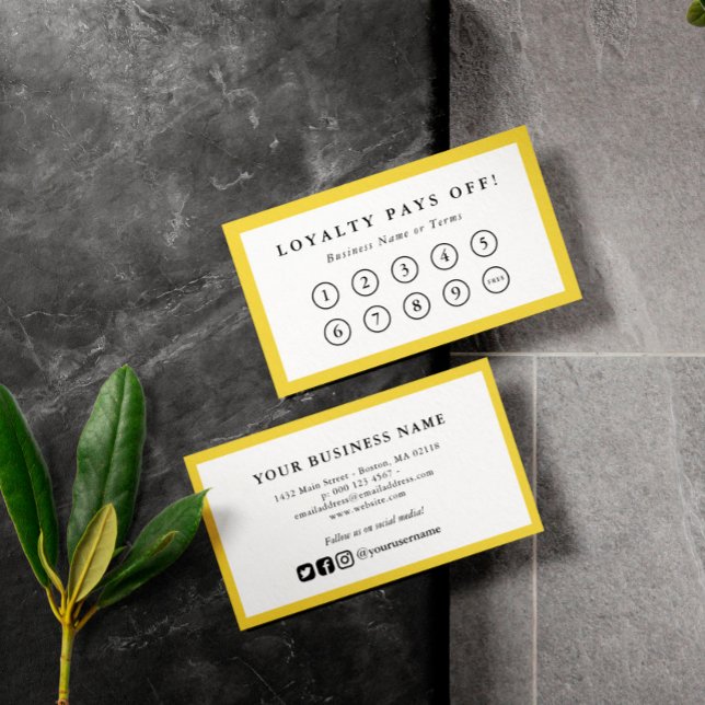 Cartão De Fidelidade Fração de Lealdade de Mídia Social de Borda Amarel (Criador carregado)