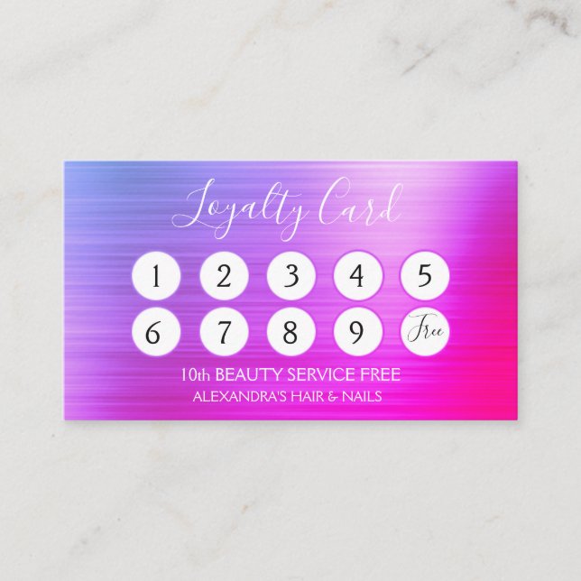 Cartão De Fidelidade Fraqueza de Lealdade a empresas rosa e roxa (Frente)