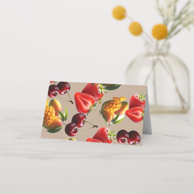 Cartão De Fidelidade Fresh Fruit Pattern – Strawberry, Cherry & Mango A (Frente)