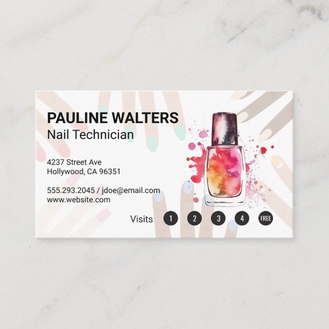 Cartão De Fidelidade Garrafa e Boné | Manicure (Frente)