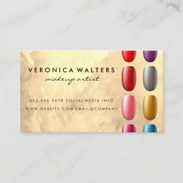 Cartão De Fidelidade Garrafas Poloneses Espelhadas | Manicura Colorida (Frente)