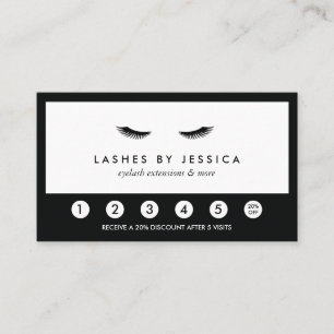 Cartão De Fidelidade Glam Eyelashes Clássico, Lealdade a Preto e Branco