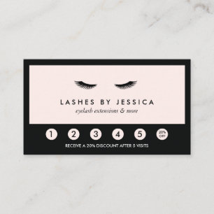 Cartão De Fidelidade Glam Eyelashes Clássico Lealdade Preta e Rosa