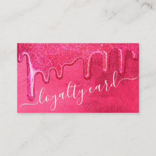 Cartão De Fidelidade Glam Girly Neon Pink Espesso Glitter Glitter Genti