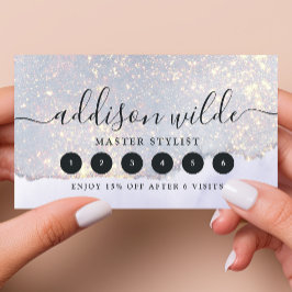 Cartão De Fidelidade Glam Iridescente de Luxo Roxo Holográfico